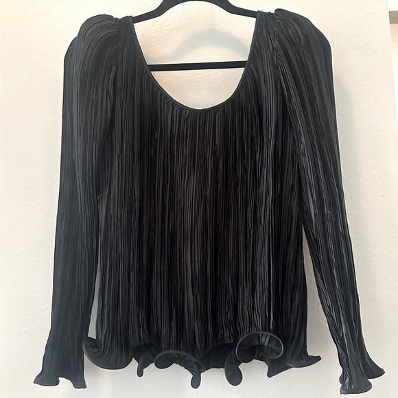 Stunning 1980s Womens 8 Ana Colon Couture Blouse Whimsigoth Pleated Black - Picture 2 of 13